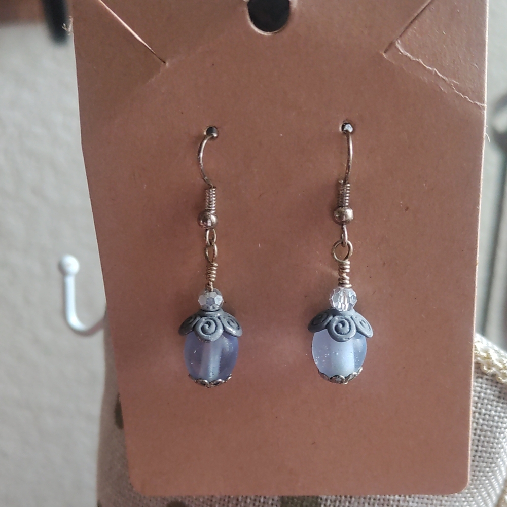 Elegant Blue Beaded Earrings
